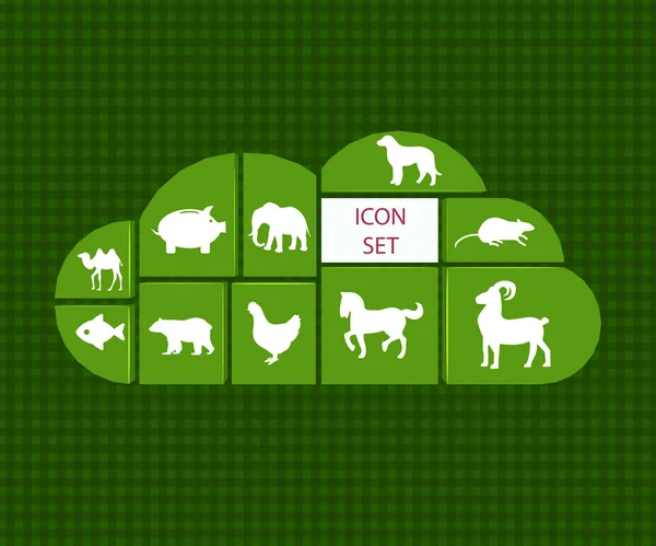 Abstract creative concept vector set of animals icons for web and mobile app isolated on background, art illustration template design, business infographic and social media, symbol. — Stock Vector
