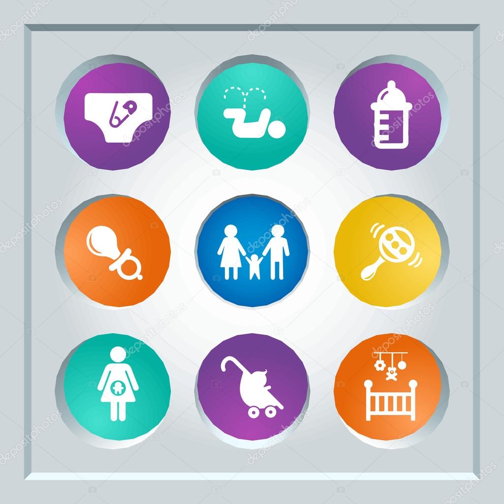 Abstract creative concept vector set of family icons for web and mobile app isolated on background, art illustration template design, business infographic and social media, symbol