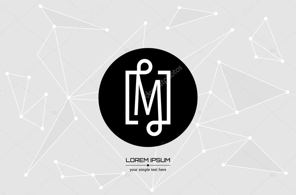 Abstract concept creative vector letter M. Colorful app logo icon element isolated on background. Art illustration creative template design for business software sign and social media lined symbol