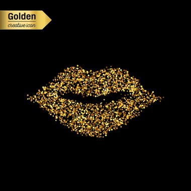 Altın glitter vektör simgesi üzerinde arka izole ağız. Sanat yaratıcı kavram gösterim amacıyla web, parlayan ışık konfeti, parlak pullu, ışıltı tinsel, soyut bling, ışıltı toz, folyo.