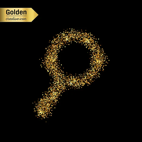 Arka plan üzerinde izole Büyüteç'in altın glitter vektör simgesi. Sanat yaratıcı kavram gösterim amacıyla web, parlayan ışık konfeti, parlak pullu, ışıltı tinsel, soyut bling, ışıltı toz, folyo.