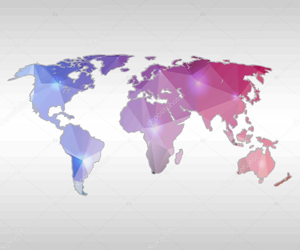 Abstract creative concept vector map of the world for Web and Mobile Applications isolated on background. Vector illustration, creative template design, Business software and social media, origami.