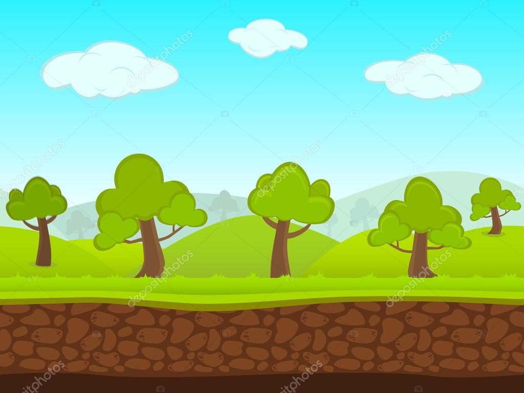 Abstract Creative concept vector summer seamless landscape. Art cartoon unending background with grass, trees, forest, blue sky layers, grounds, cloud, mountains for your game, animated film scene. Stock Vector Image by ©MIKHAIL_GRACHIKOV # Abstract Creative concept vector summer seamless landscape. Art cartoon unending background with grass, trees, forest, blue sky layers, grounds, cloud, mountains for your game, animated film scene. Stock Vector Image by ©MIKHAIL_GRACHIKOV #