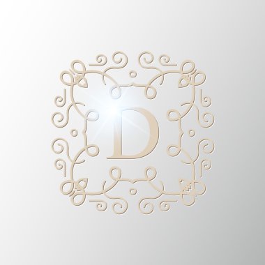 Retro monogram arka plan üzerinde izole yaratıcı soyut kavram vektör logosu. Sanat illüstrasyon şablon tasarım restaurnat, kafe, otel, Emlak, düğün ve spa zarif şirin iyi amblemi.