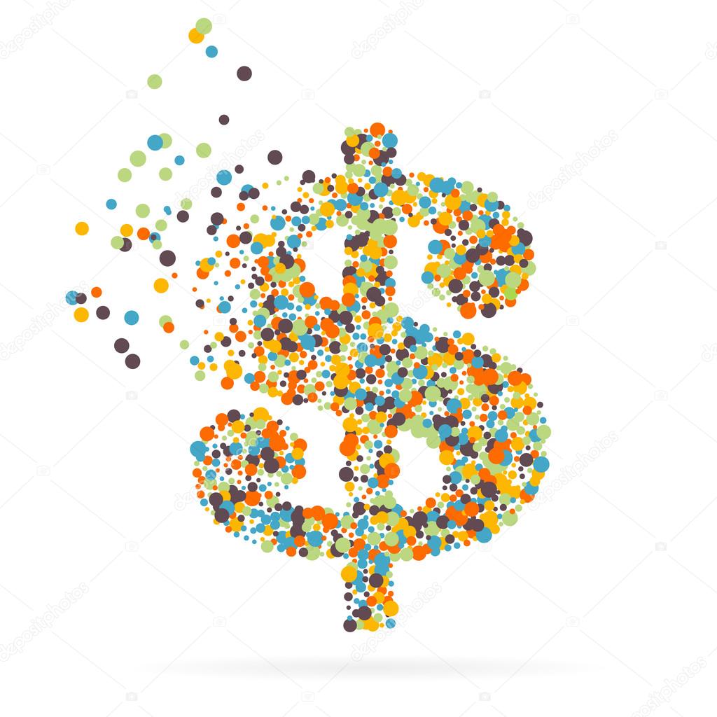 Abstract creative concept vector icon of dollar for Web and Mobile Applications isolated on white background. Art illustration creative template design, Business software and social media infographic