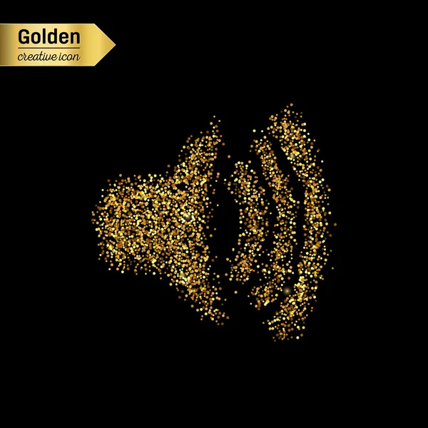 Gold glitter vector icon of volume isolated on background. Art creative concept illustration for web, glow light confetti, bright sequins, sparkle tinsel, abstract bling, shimmer dust, foil. — Stock Vector