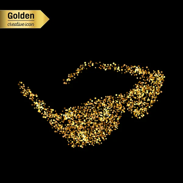 Gold-Glitzervektorsymbol der Sonnenbrille isoliert auf dem Hintergrund. art creative concept illustration für web, leuchtendes Licht Konfetti, helle Pailletten, glitzerndes Lametta, abstraktes Bling, schimmernder Staub, Folie. — Stockvektor