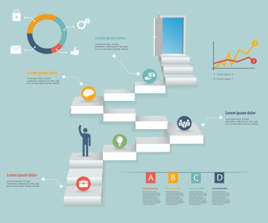 Abstract creative concept vector Infographics ladder for Web and Mobile Applications isolated on background. Vector illustration, creative template design, Business software and social media, origami.