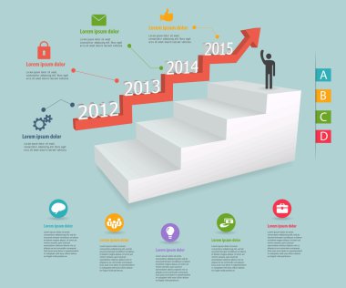 Adım adım Web ve mobil uygulamalar için Infographics izole yaratıcı soyut kavram vektör simge, arka plan üzerinde. Vektör çizim şablonu tasarım, iş Infographic ve sosyal medya.