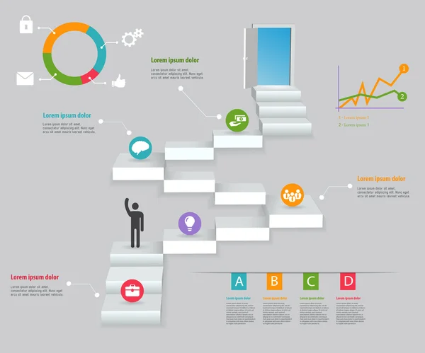 Vettore concettuale creativo astratto Scala infografica per applicazioni Web e mobili isolate su sfondo. Illustrazione vettoriale, progettazione di modelli creativi, Software aziendale e social media, origami . — Vettoriale Stock