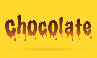 Abstract Creative concept vector chocolate text for Web and Mobile Applications isolated on yellow background, art illustration template design, business infographic, social media, banner, poster.