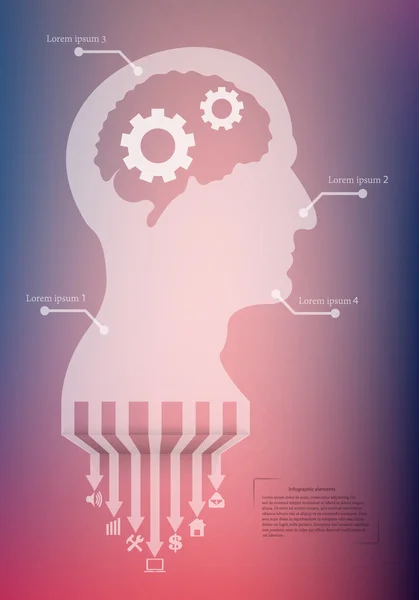 Abstract creative concept vector head siluet with gears. For web and mobile application isolated on background, illustration template design, Business infographic and social media. — Stok Vektör