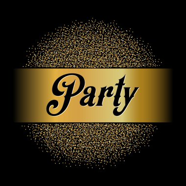 Metin ile Soyut Yaratıcı kavram vektör tasarım düzeni - parti. Arka planda yalıtılmış web ve mobil simgesi için, sanat şablonu, retro öğeler, logo, kimlik, etiketler, rozet, mürekkep, etiket, kart.