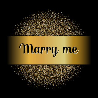 Metin ile Soyut Yaratıcı kavram vektör tasarım düzeni - benimle evlenin. Arka planda yalıtılmış web ve mobil simgesi için, sanat şablonu, retro öğeler, logo, kimlik, etiketler, rozet, mürekkep, etiket, kart.