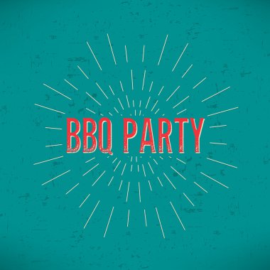 Abstract Creative concept vector design layout with text - bbq party. For web and mobile icon isolated on background, art template, retro elements, logos, identity, labels, badge, ink, tag, old card.