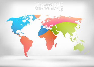 Abstract creative concept vector map of the world for Web and Mobile Applications isolated on background. Vector illustration, creative template design, Business software and social media, origami.