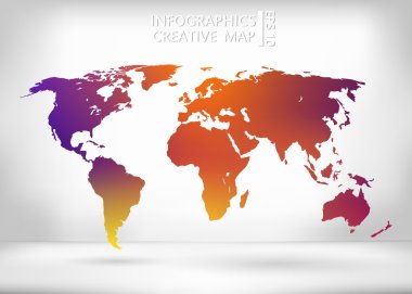Abstract creative concept vector map of the world for Web and Mobile Applications isolated on background. Vector illustration, creative template design, Business software and social media, origami.