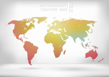 Abstract creative concept vector map of the world for Web and Mobile Applications isolated on background. Vector illustration, creative template design, Business software and social media, origami.