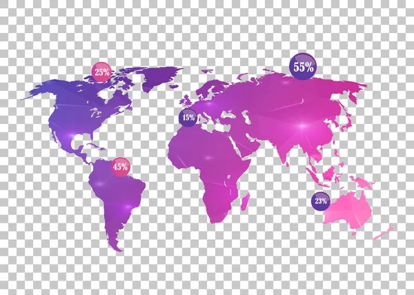 Abstract creative concept vector map of the world for Web and Mobile Applications isolated on background. Vector illustration, creative template design, Business software and social media, origami. — 图库矢量图片