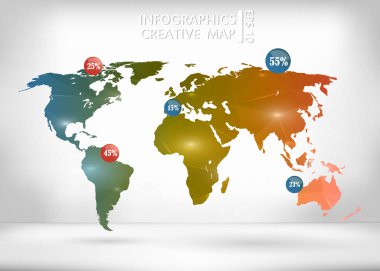 Abstract creative concept vector map of the world for Web and Mobile Applications isolated on background. Vector illustration, creative template design, Business software and social media, origami.
