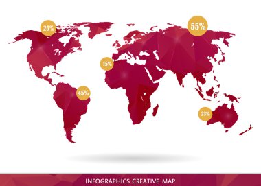 Abstract creative concept vector map of the world for Web and Mobile Applications isolated on background. Vector illustration, creative template design, Business software and social media, origami.