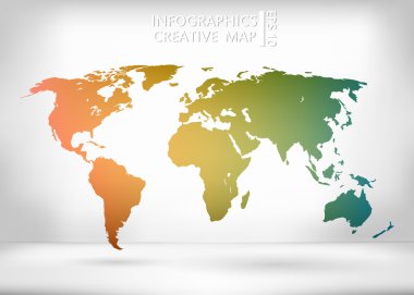 Abstract creative concept vector map of the world for Web and Mobile Applications isolated on background. Vector illustration, creative template design, Business software and social media, origami.