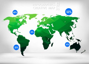 Abstract creative concept vector map of the world for Web and Mobile Applications isolated on background. Vector illustration, creative template design, Business software and social media, origami.