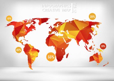 Abstract creative concept vector map of the world for Web and Mobile Applications isolated on background. Vector illustration, creative template design, Business software and social media, origami.