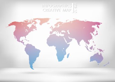 Abstract creative concept vector map of the world for Web and Mobile Applications isolated on background. Vector illustration, creative template design, Business software and social media, origami.