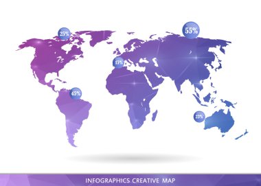 Abstract creative concept vector map of the world for Web and Mobile Applications isolated on background. Vector illustration, creative template design, Business software and social media, origami.