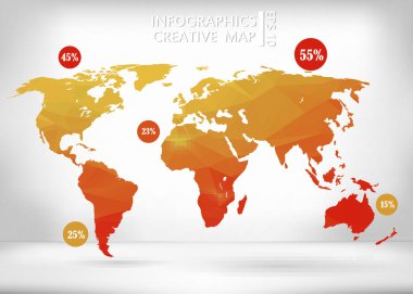 Abstract creative concept vector map of the world for Web and Mobile Applications isolated on background. Vector illustration, creative template design, Business software and social media, origami.