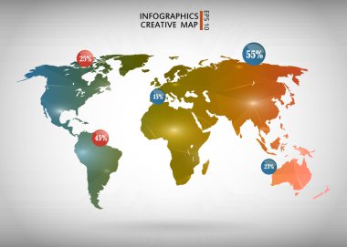 Abstract creative concept vector map of the world for Web and Mobile Applications isolated on background. Vector illustration, creative template design, Business software and social media, origami.