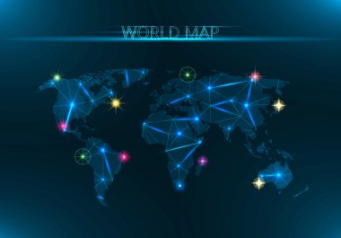 Abstract creative concept vector map of the world for Web and Mobile Applications isolated on background. Vector illustration, creative template design, Business software and social media, origami. clipart