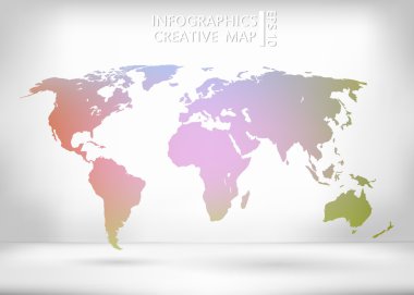 Abstract creative concept vector map of the world for Web and Mobile Applications isolated on background. Vector illustration, creative template design, Business software and social media, origami.