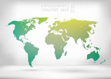 Abstract creative concept vector map of the world for Web and Mobile Applications isolated on background. Vector illustration, creative template design, Business software and social media, origami.