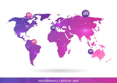 Abstract creative concept vector map of the world for Web and Mobile Applications isolated on background. Vector illustration, creative template design, Business software and social media, origami.