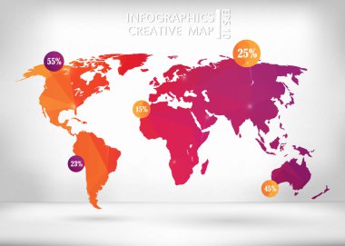 Abstract creative concept vector map of the world for Web and Mobile Applications isolated on background. Vector illustration, creative template design, Business software and social media, origami.