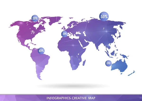 Mappa astratta del concetto creativo vettore del mondo per applicazioni Web e mobili isolate sullo sfondo. Illustrazione vettoriale, progettazione di modelli creativi, Software aziendale e social media, origami . — Vettoriale Stock
