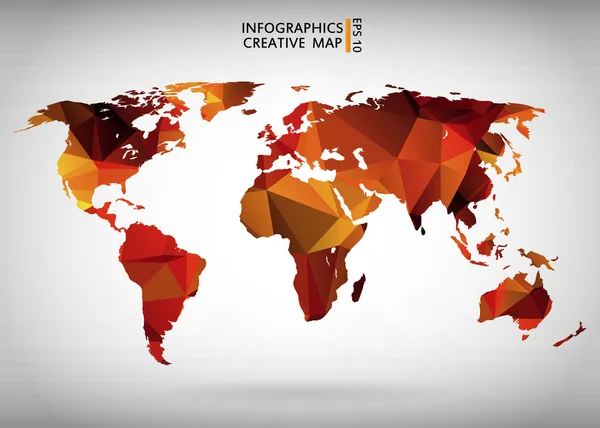 Abstract creative concept vector map of the world for Web and Mobile Applications isolated on background. Vector illustration, creative template design, Business software and social media, origami. — Stockvector