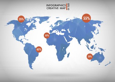 Abstract creative concept vector map of the world for Web and Mobile Applications isolated on background. Vector illustration, creative template design, Business software and social media, origami.