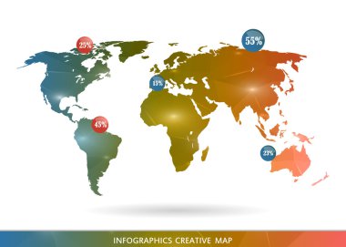 Abstract creative concept vector map of the world for Web and Mobile Applications isolated on background. Vector illustration, creative template design, Business software and social media, origami.