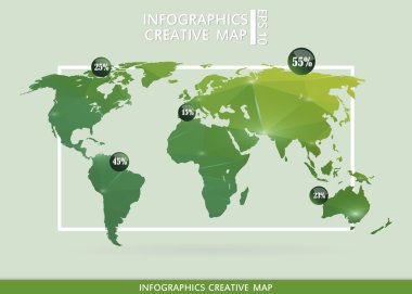 Abstract creative concept vector map of the world for Web and Mobile Applications isolated on background. Vector illustration, creative template design, Business software and social media, origami.