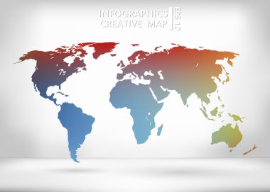 Abstract creative concept vector map of the world for Web and Mobile Applications isolated on background. Vector illustration, creative template design, Business software and social media, origami.