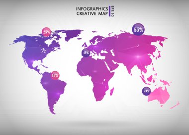Abstract creative concept vector map of the world for Web and Mobile Applications isolated on background. Vector illustration, creative template design, Business software and social media, origami.