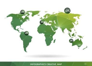 Abstract creative concept vector map of the world for Web and Mobile Applications isolated on background. Vector illustration, creative template design, Business software and social media, origami.
