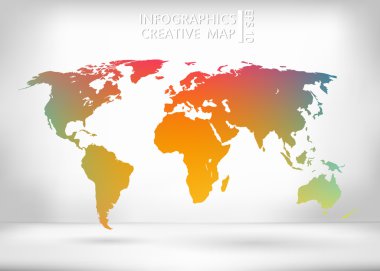 Abstract creative concept vector map of the world for Web and Mobile Applications isolated on background. Vector illustration, creative template design, Business software and social media, origami.