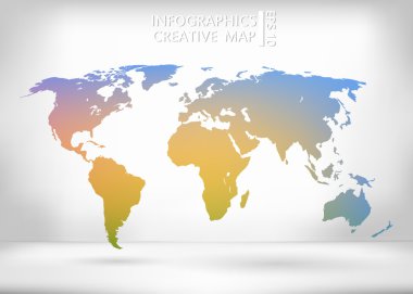Abstract creative concept vector map of the world for Web and Mobile Applications isolated on background. Vector illustration, creative template design, Business software and social media, origami.