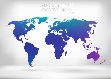 Abstract creative concept vector map of the world for Web and Mobile Applications isolated on background. Vector illustration, creative template design, Business software and social media, origami.