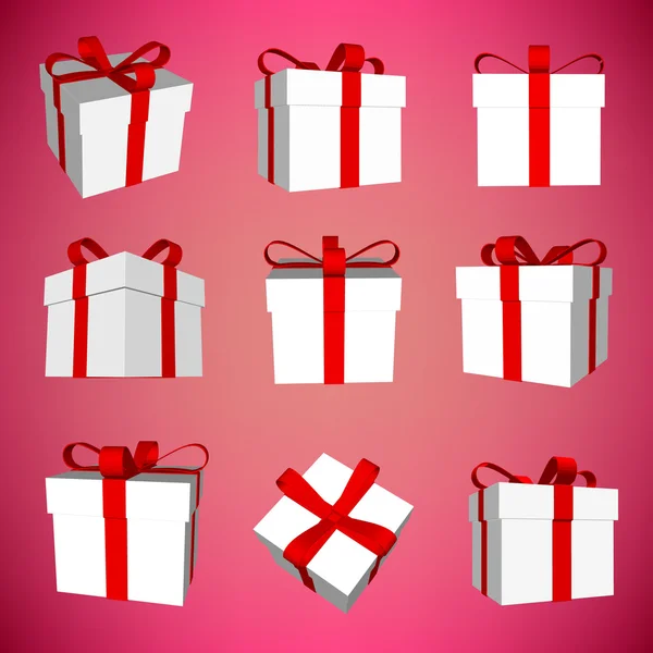 Abstract Concetto creativo set di icone vettoriali di scatole regalo per applicazioni Web e Mobile isolate su sfondo. Design modello illustrazione vettoriale, Infografica aziendale e social media, icone origami . — Vettoriale Stock