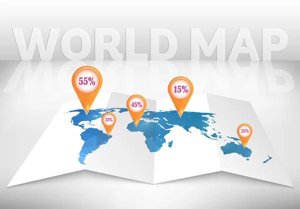 Abstract creative concept vector map of the world for Web and Mobile Applications isolated on background. Vector illustration, creative template design, Business software and social media, origami — Stockový vektor